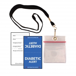 Vial Of Life - Diabetic Alert - Zip Top 2" x 2 3/8" Medical Info Hanging Pocket With Lanyard